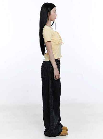 Ruched Ribbon Cropped Tee CG507
