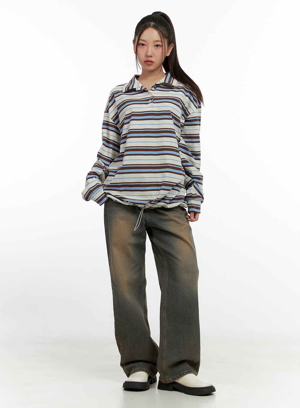 stripe-buttoned-collar-tshirt-cn412