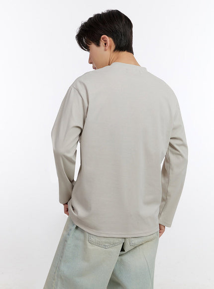 Men's Half-Buttoned Long-Sleeve T-Shirt IF528
