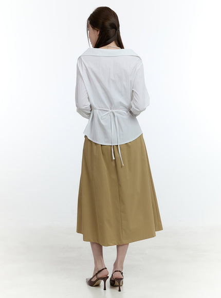 Flared Pintuck Midi Skirt CF503