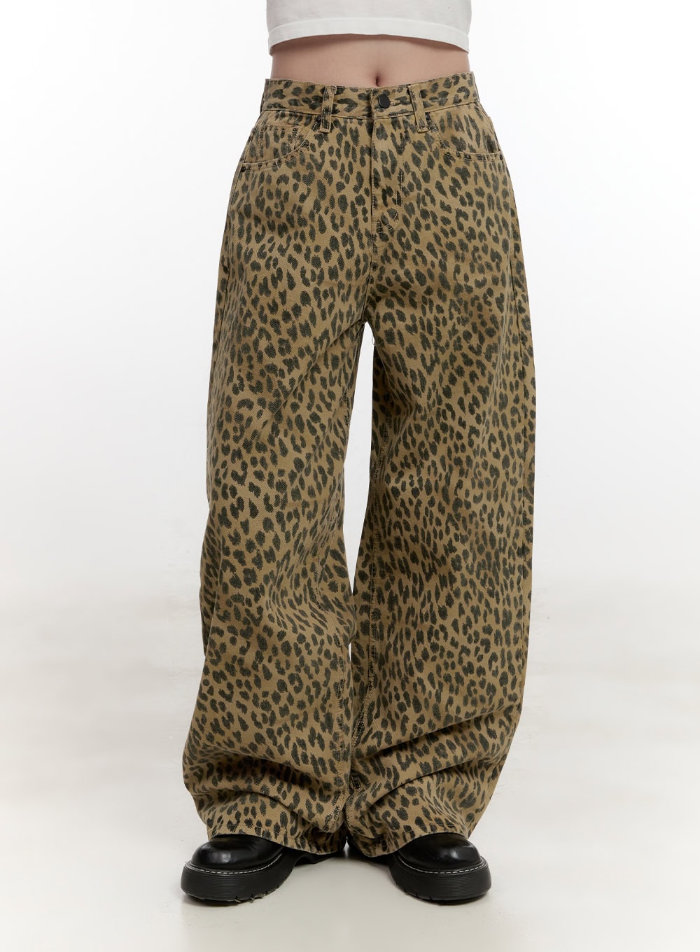 Leopard Wide-Fit Cotton Pants CF525