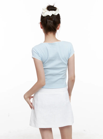 Ribbed Lace Baby Tee CL524