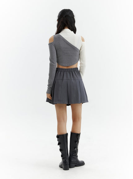 solid-pleated-mini-skirt-cj425