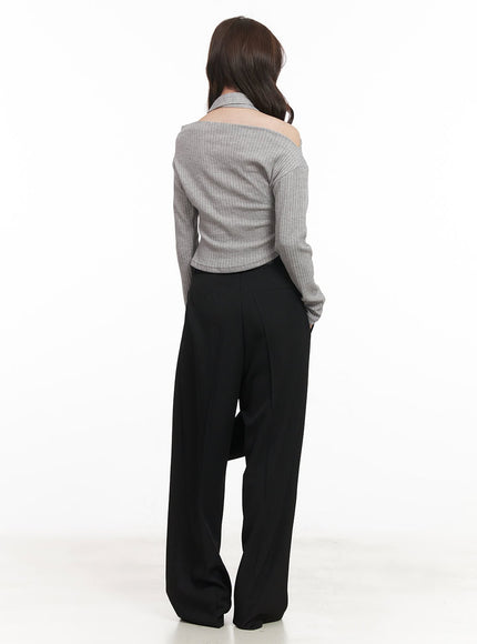 Pintuck Wide-Fit Slacks Pants CM511