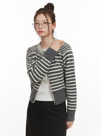 Stripe Buttoned Cardigan IF505