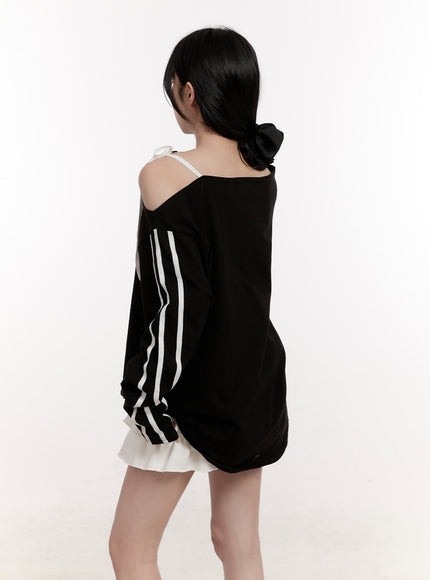 Ribbon One-Shoulder Long-Sleeve Top CJ529