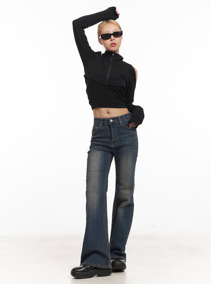 Zip-Up Cut-Out Bolero Top CM506
