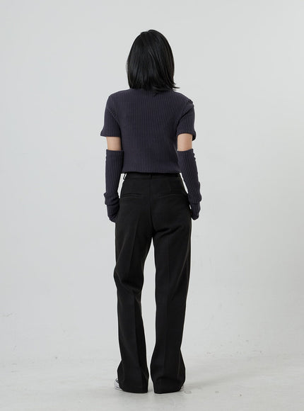 Short Sleeve Knit Turtleneck And Warmer Set OD13