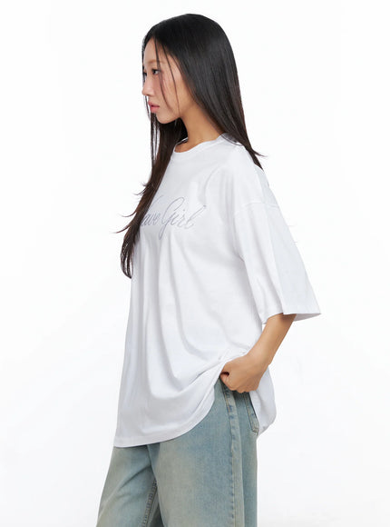 Oversized Text Print Tee CO515