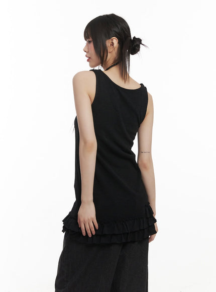 Layered Ruffle Trim Tank Top CF518