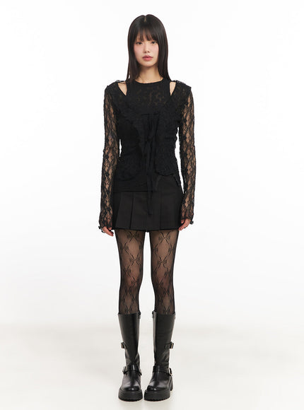 Sheer Lace Strap Cardigan IY502