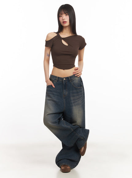 Asymmetric Cut-Out Crop Top IY502