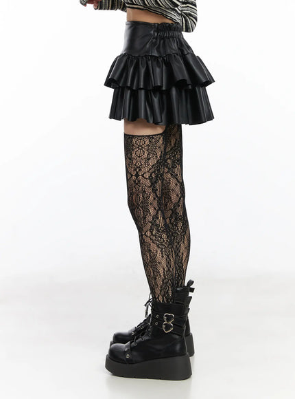 faux-leather-ruffle-mini-skirt-cd522