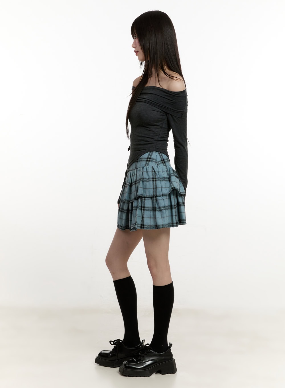 ruffle-plaid-mini-skirt-cm514
