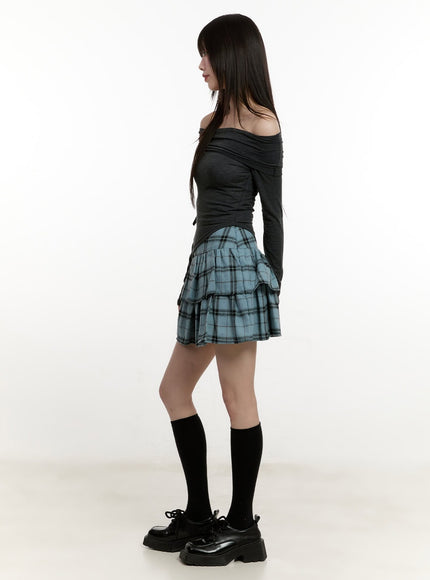 ruffle-plaid-mini-skirt-cm514