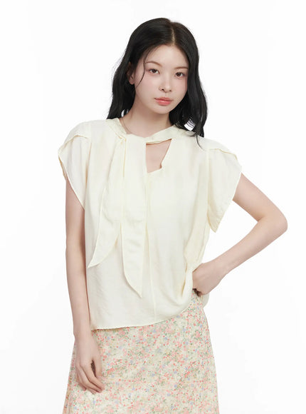 Bow Tie Short Sleeve Blouse CA509