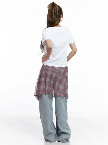 plaid-mesh-layered-wrap-midi-skirt-cl511