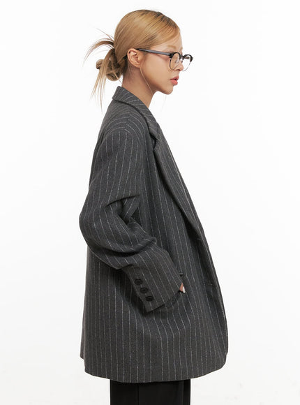 Wool-Blend Striped Oversized Blazer CJ508