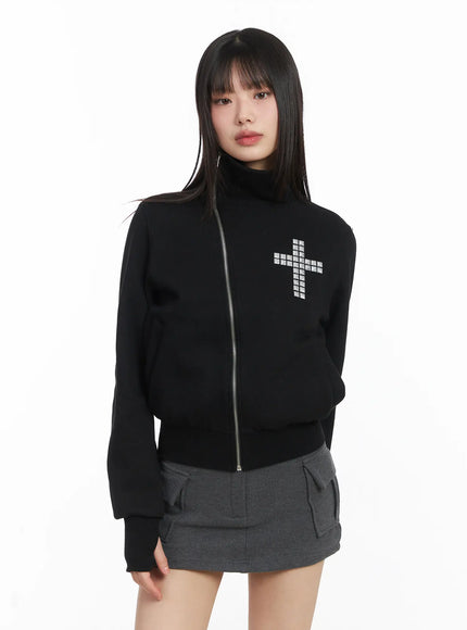 cross-stud-zip-up-jacket-cj501