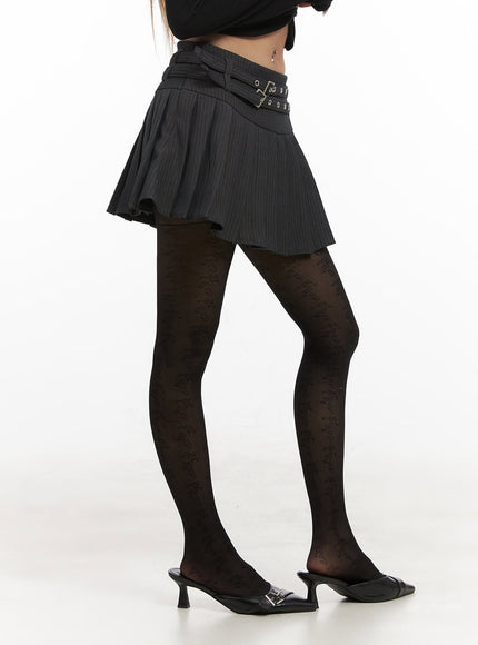 double-belted-pleated-mini-skirt-cj508