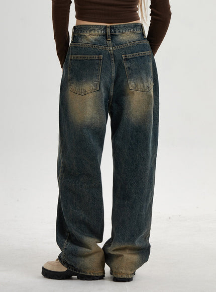 Vintage Washing Wide Leg Denim Pants CN14