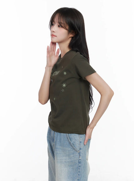 Graphic Print Crewneck T-Shirt CM527