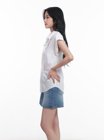 collared-blouse-top-neck-tie-set-cy523