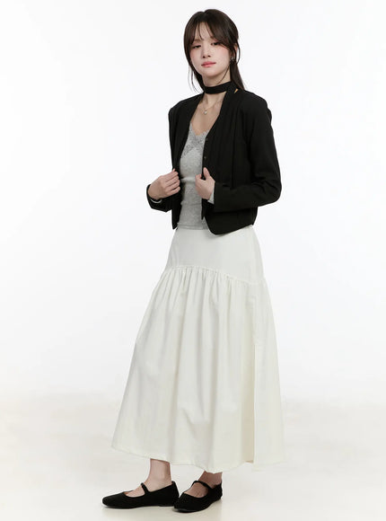 Elegant Shirred Flare Maxi Skirt CM505