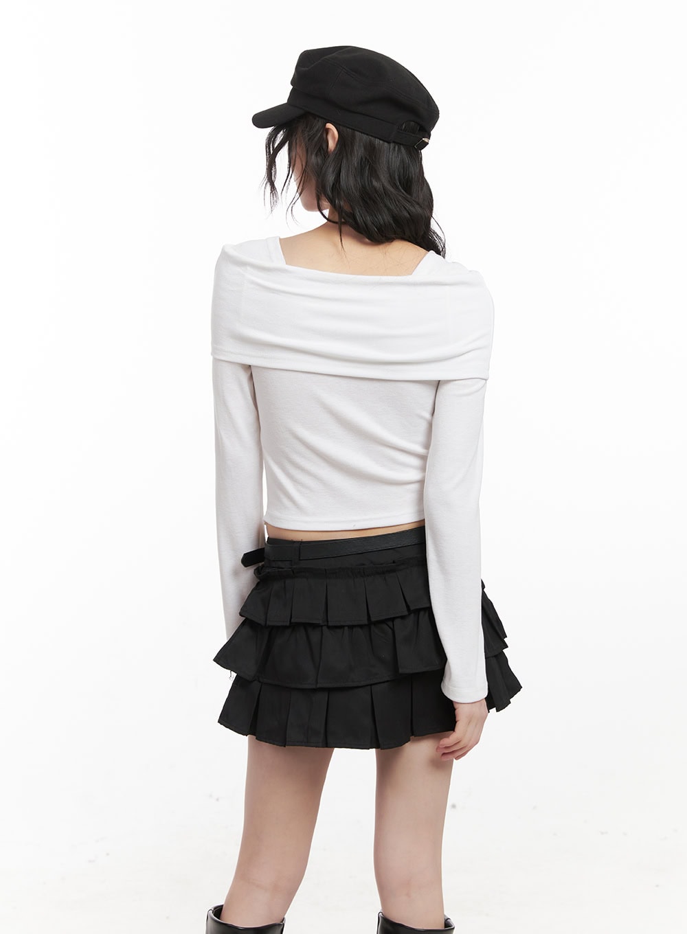 Ribbon Wrapped Asymmetric Long-Sleeve Top CJ523