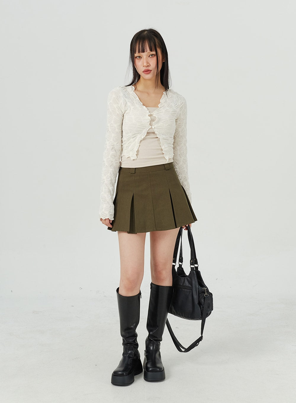 Lace Textured Crop Cardigan CM317