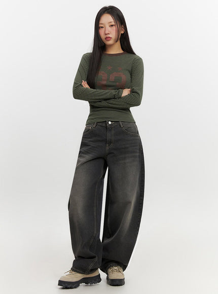 Skyla Washed Wide-Leg Baggy Jeans IF511