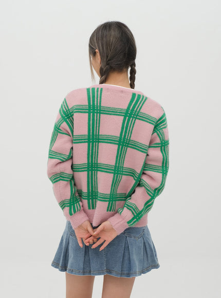 Check Pattern Cardigan J15