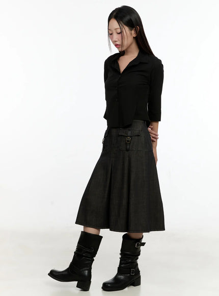 chic-black-buttoned-half-sleeve-top-cl531