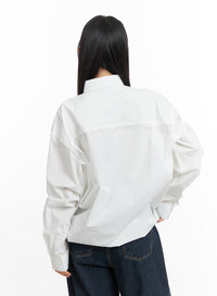 unisex-drawstring-solid-shirt-blouse-cm418