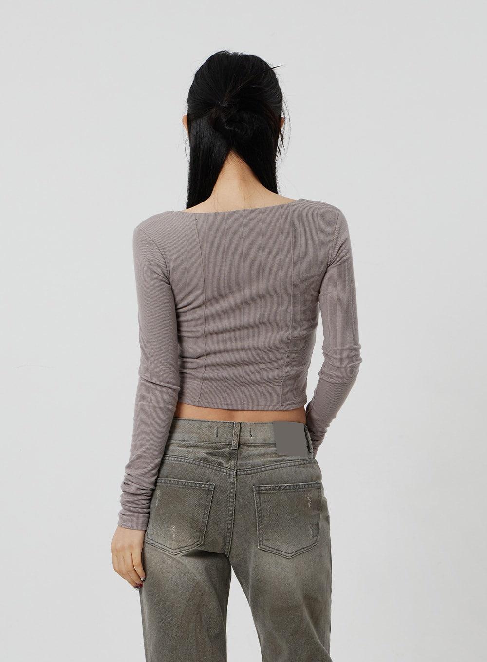 Square Neck Cropped Zip-Up CF301