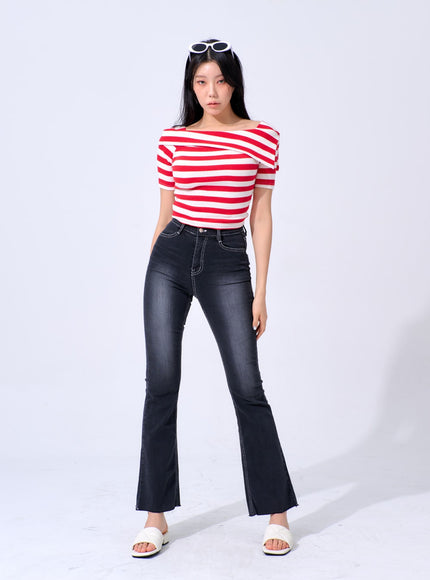 Half Sleeve Stripe Top IA324