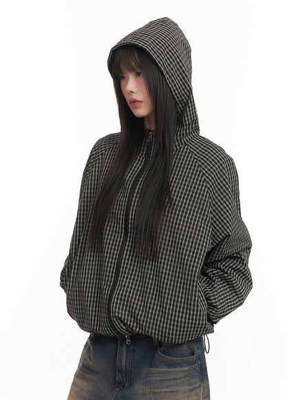 Checkered Hooded Windbreaker Jacket CF519