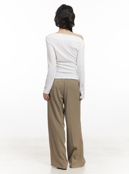 Pintuck Relaxed-Fit Slacks CJ528