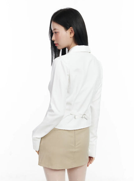 shirred-back-buckle-crop-long-sleeve-blouse-cj520
