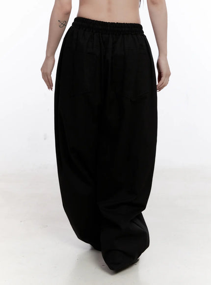 Loose Fit Pintuck Wide Cotton Pants CO501