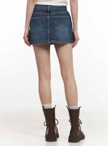 Side-Pocket Denim Mini Skirt CF513