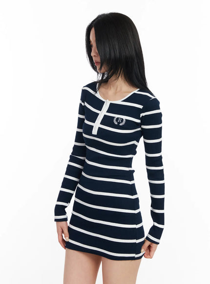 Striped Knit Mini Dress CF526