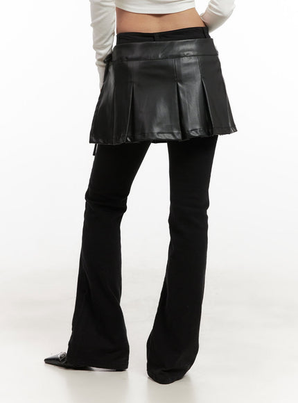 faux-leather-pleated-wrap-mini-skirt-cj508
