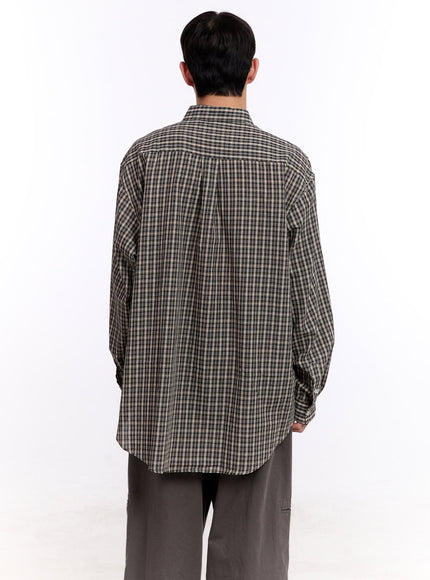 Men's Oversized Checkered Collared Shirt IM512