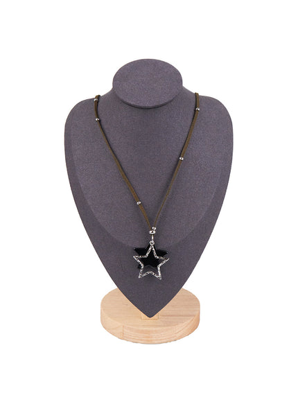 Leather Strap Star Necklace CJ531