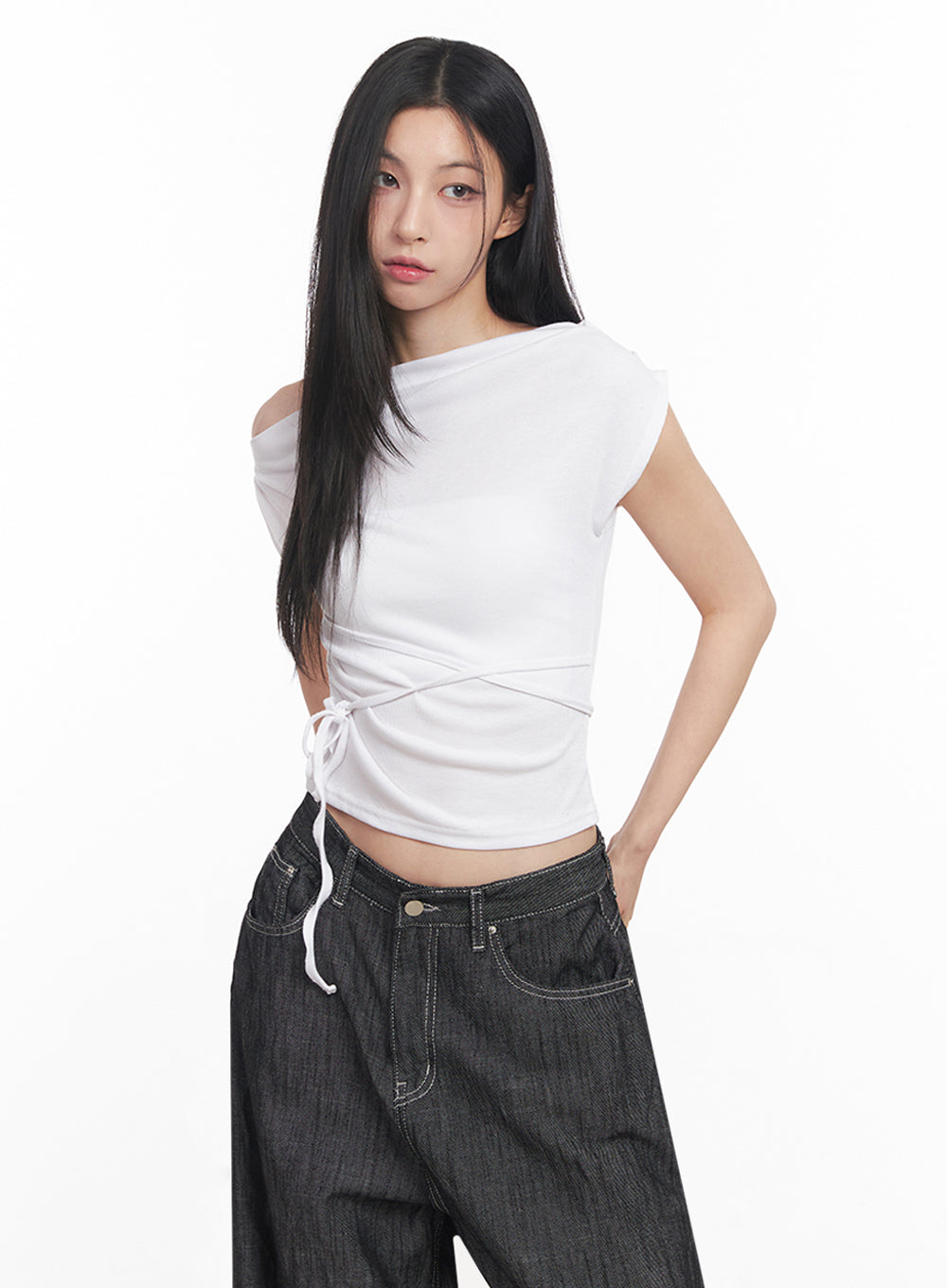 asymmetric-short-sleeve-wrap-shirt-iy516