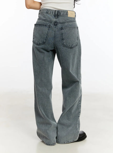 Ysabelle Gray Washed Wide Leg Jeans CM510