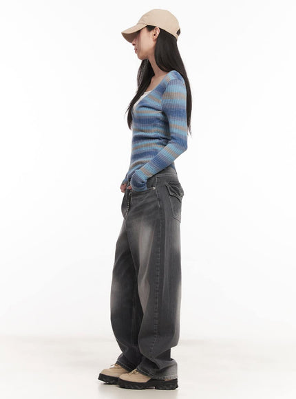 Stripe Buttoned Layered Top CM518
