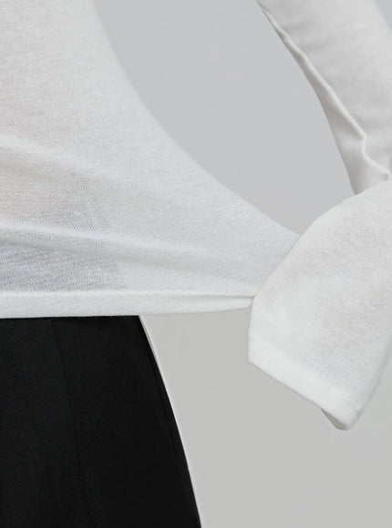 Sheer Off-Shoulder Long Sleeve Top ID516