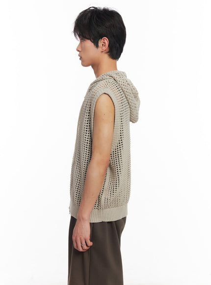 Men's Mesh Zip-Up Hooded Vest IY508